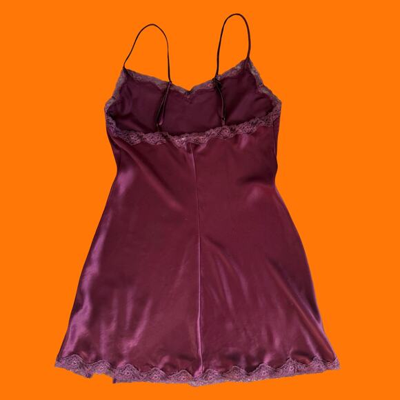 00's vintage maroon satin lace y2k slip dress MEDIUM Victoria's Secret - Picture 6 of 6